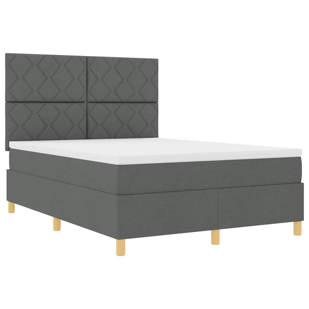 Boxspringbett mit Matratze Dunkelgrau 140 x 200 cm Stoff