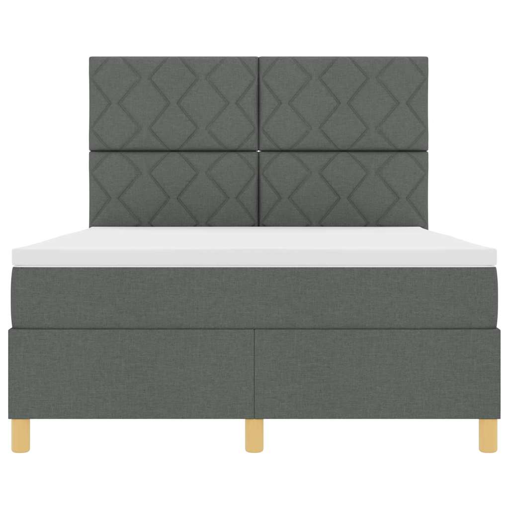 Boxspringbett mit Matratze Dunkelgrau 140 x 200 cm Stoff