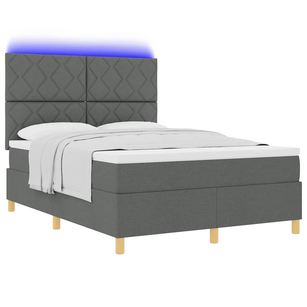 Boxspringbett mit Matratze Dunkelgrau 140 x 200 cm Stoff