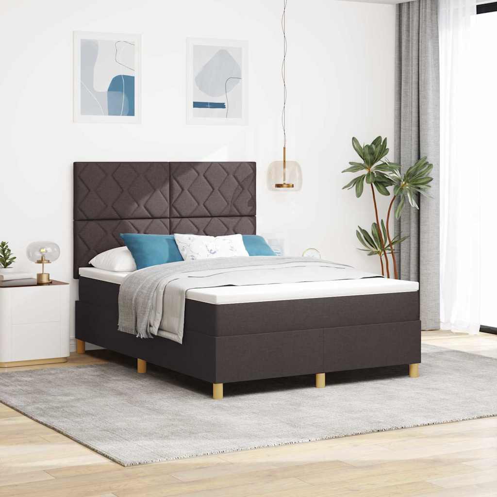 Boxspringbett mit Matratze Dunkelbraun 140 x 200 cm Stoff