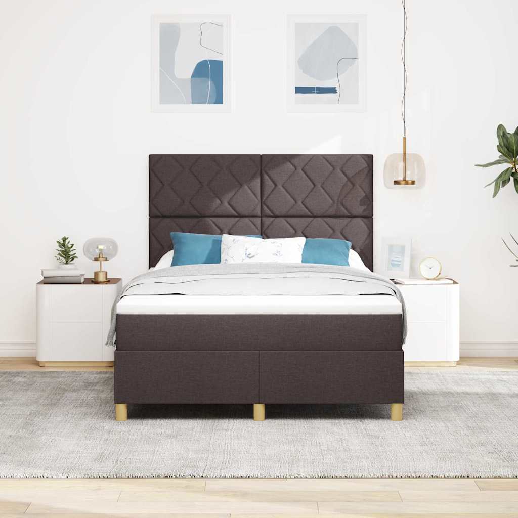 Boxspringbett mit Matratze Dunkelbraun 140 x 200 cm Stoff