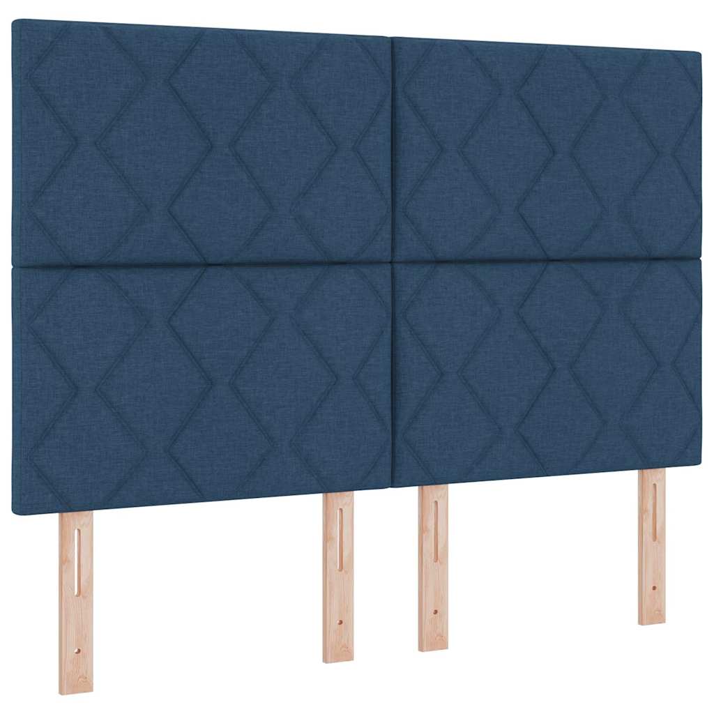 Boxspringbett mit Matratze mit Kopfteil Blau 140 x 200 cm Stoff