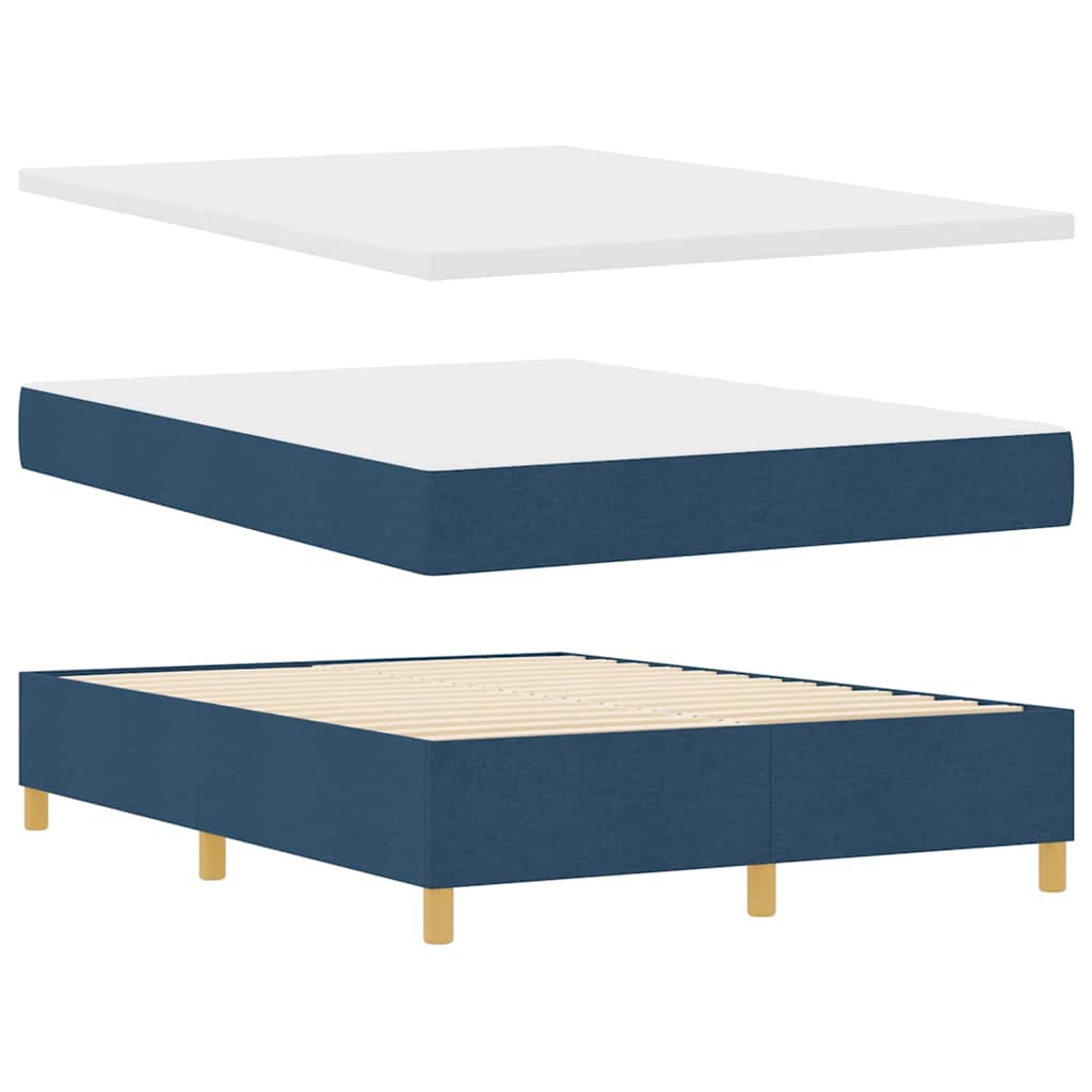 Boxspringbett mit Matratze mit Kopfteil Blau 140 x 200 cm Stoff