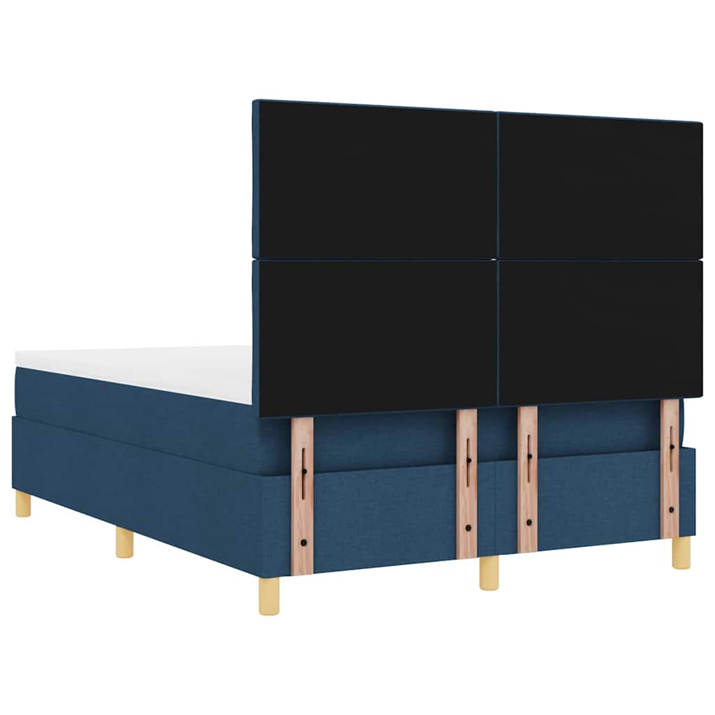 Boxspringbett mit Matratze mit Kopfteil Blau 140 x 200 cm Stoff
