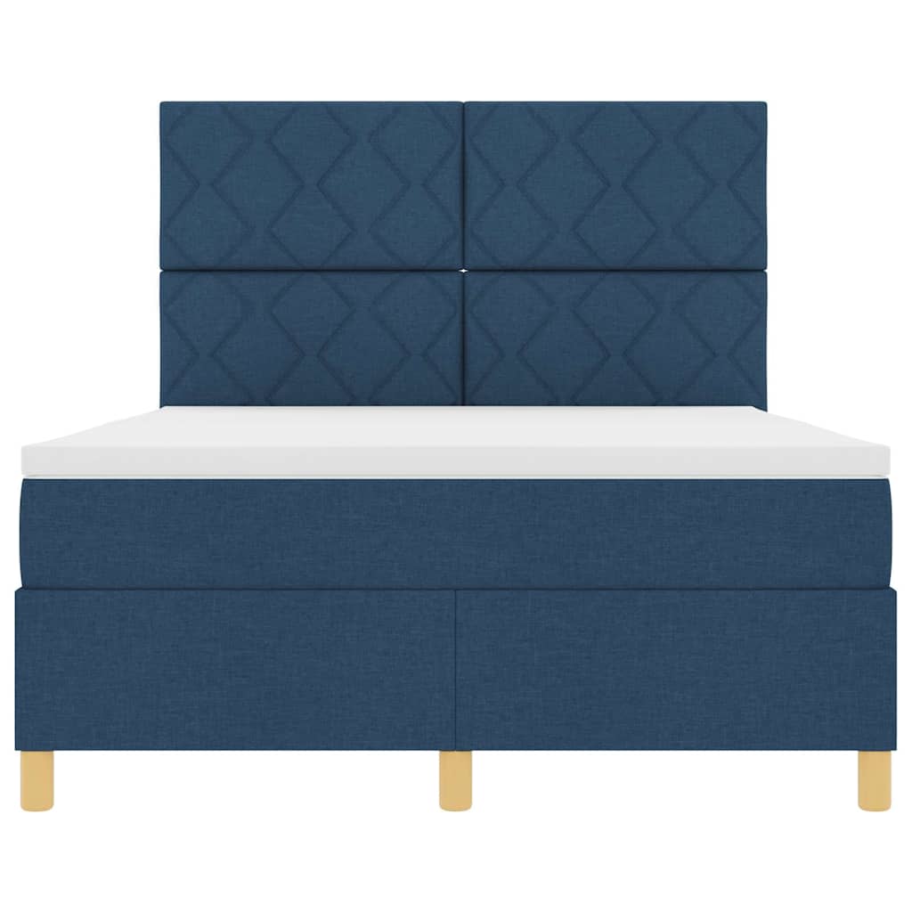 Boxspringbett mit Matratze mit Kopfteil Blau 140 x 200 cm Stoff
