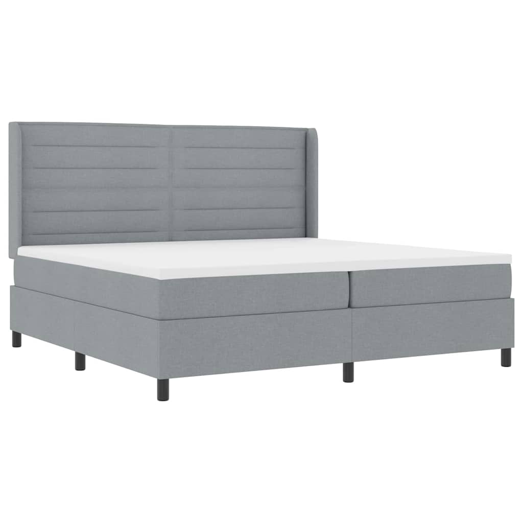 Boxspringbett mit Matratze Hellgrau 200 x 200 cm Stoff