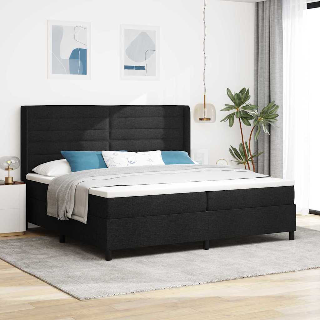 Boxspringbett mit Matratze Schwarz 200 x 200 cm Stoff
