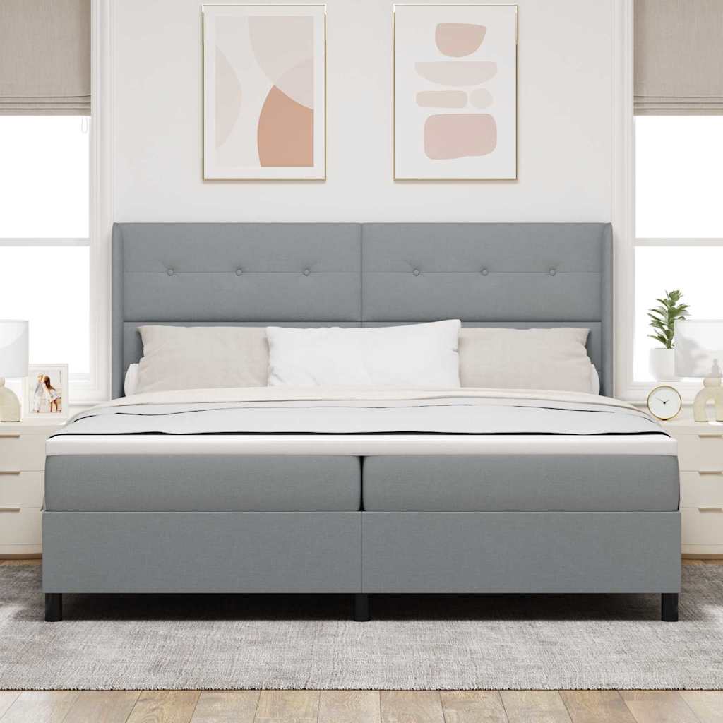 Boxspringbett mit Matratze Hellgrau 200 x 200 cm Stoff