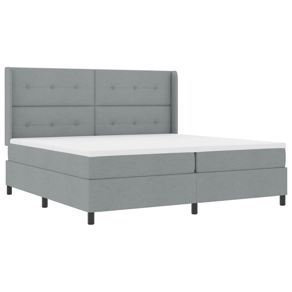 Boxspringbett mit Matratze Hellgrau 200 x 200 cm Stoff