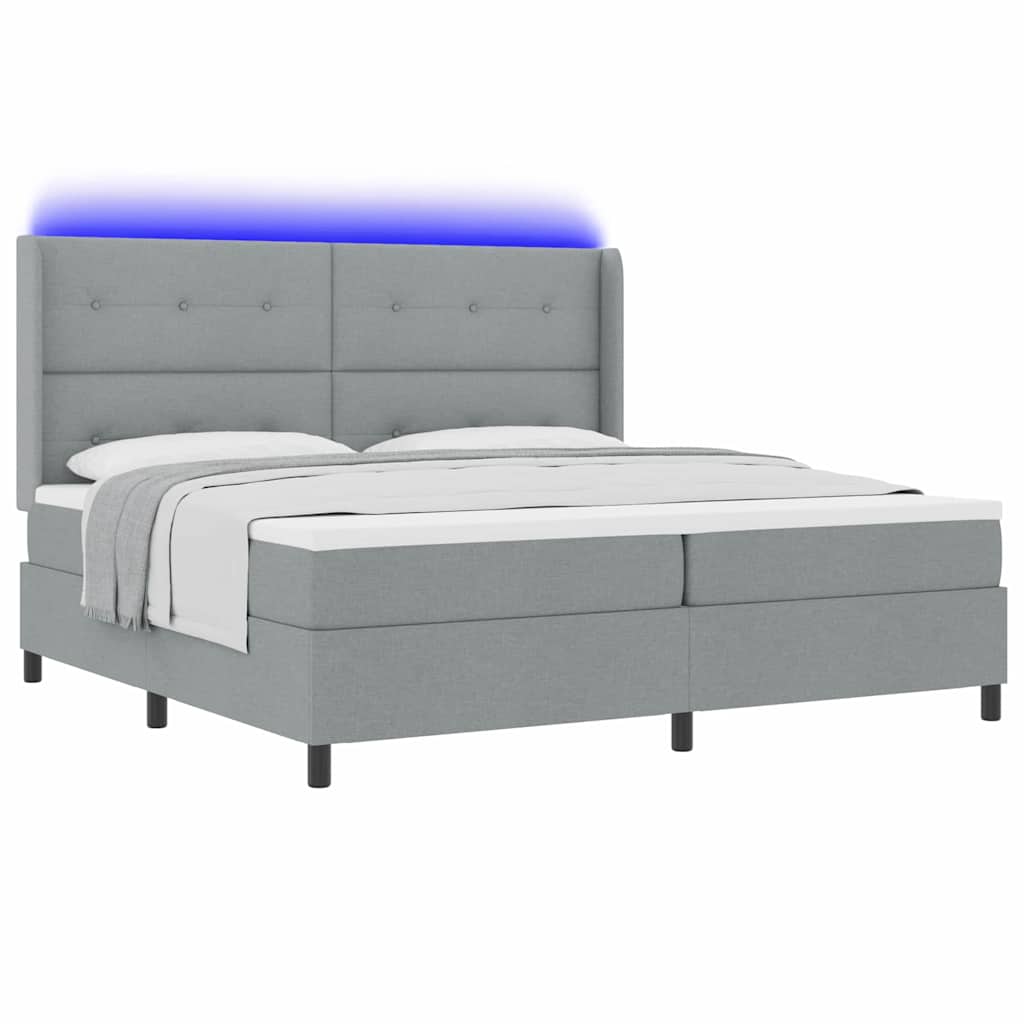 Boxspringbett mit Matratze Hellgrau 200 x 200 cm Stoff