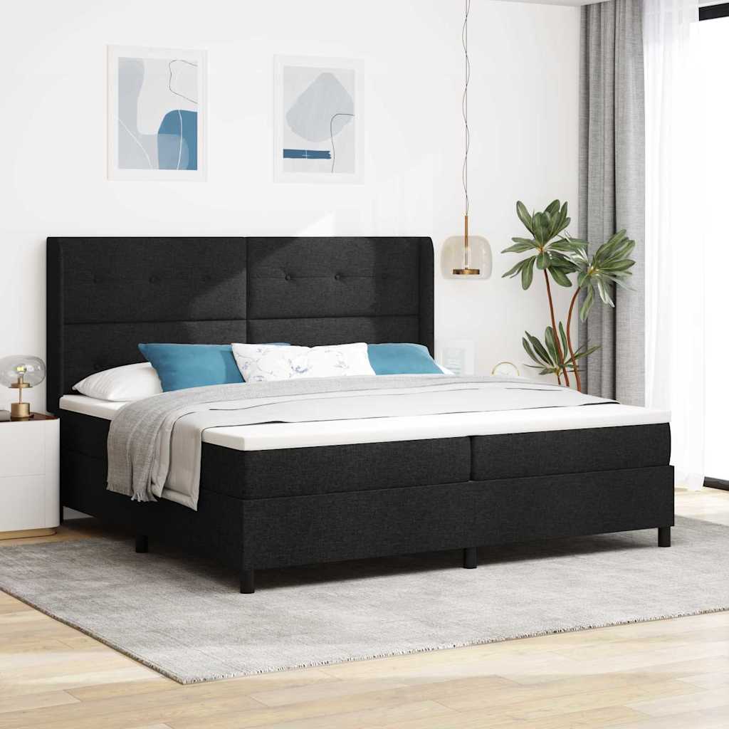 Boxspringbett mit Matratze Schwarz 200 x 200 cm Stoff