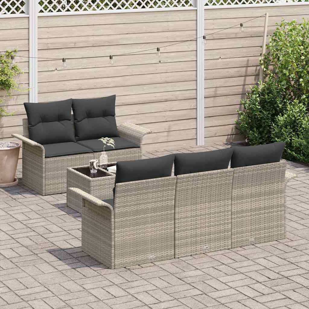 Garten-Sofa-Set mit Kissen 6 pcs Hellgrau 55 x 55 x 37 cm