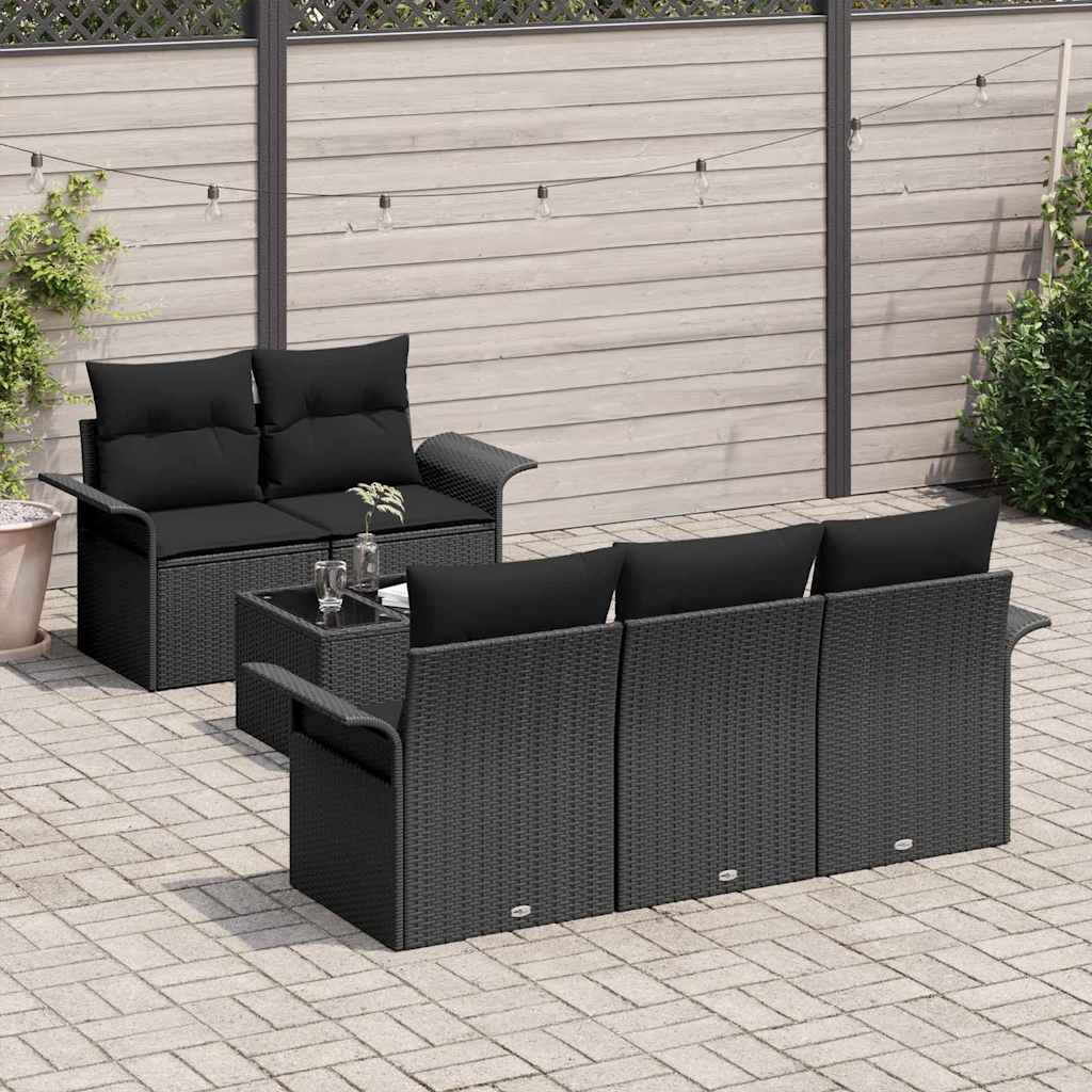 Garten-Sofa-Set mit Kissen 6 pcs Schwarz 55 x 55 x 37 cm
