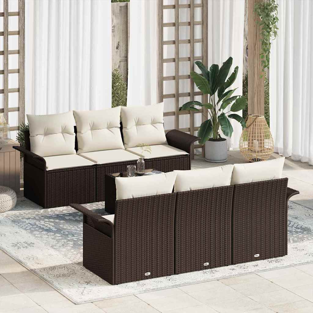 Garten-Sofa-Set mit Kissen 7 pcs Braun, Creme 55 x 55 x 37 cm