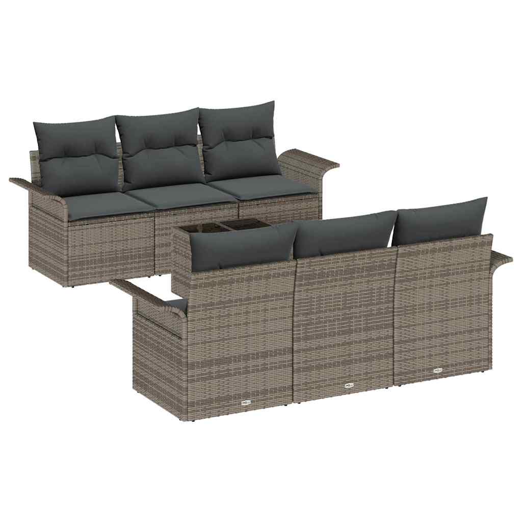 Garten-Sofa-Set mit Kissen 7 pcs Grau 55 x 55 x 37 cm