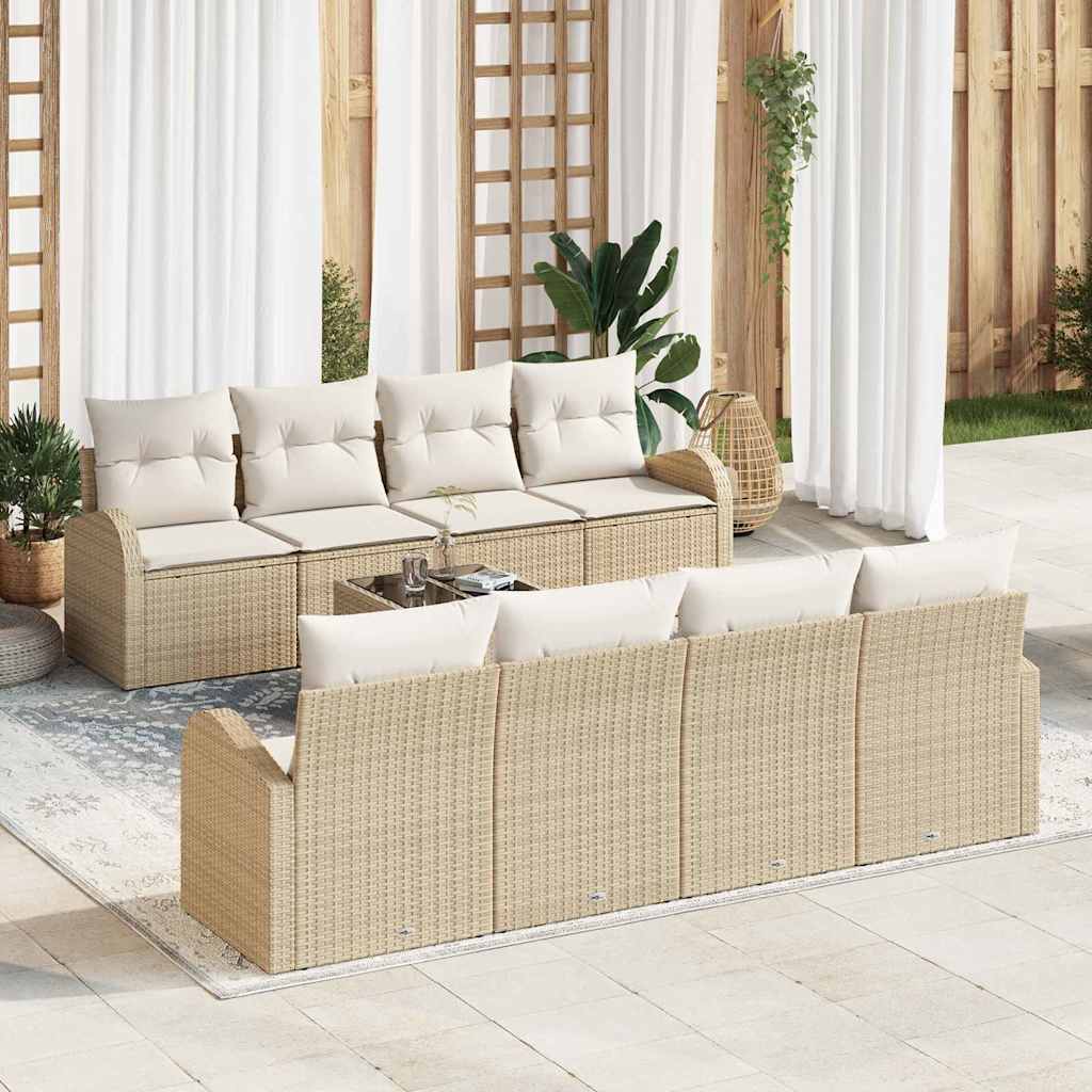 Garten-Sofa-Set mit Kissen 9 pcs Beige, Creme 55 x 55 x 37 cm