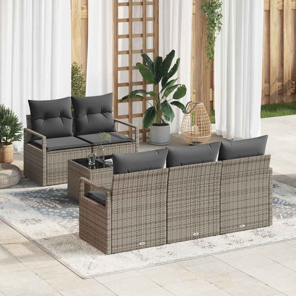 Garten-Sofa-Set mit Kissen 6 pcs Grau 55 x 55 x 37 cm