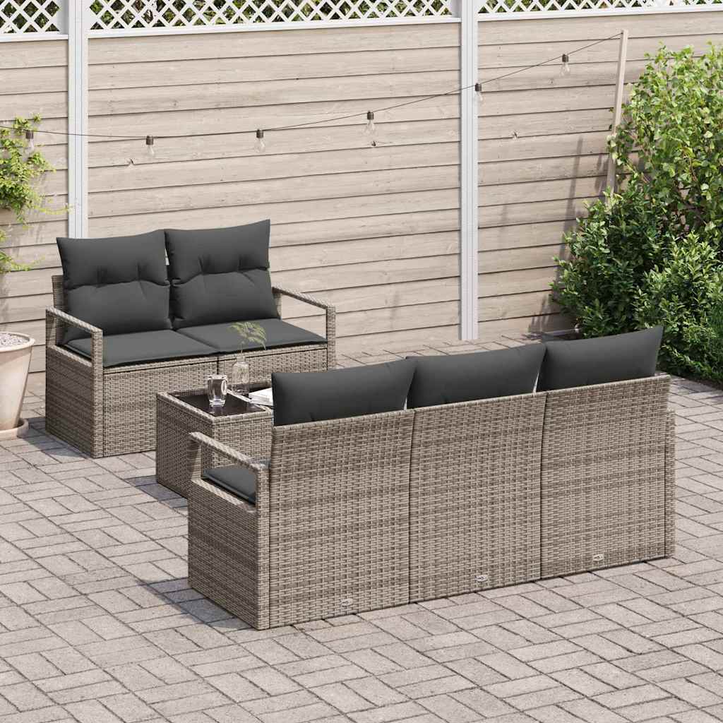 Garten-Sofa-Set mit Kissen 6 pcs Grau 55 x 55 x 37 cm