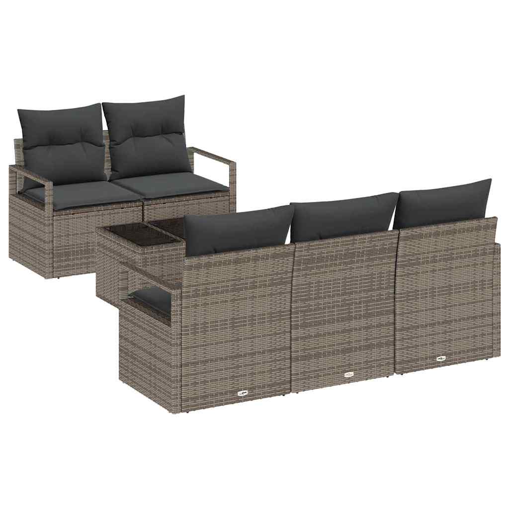 Garten-Sofa-Set mit Kissen 6 pcs Grau 55 x 55 x 37 cm