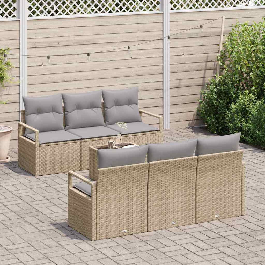 Garten-Sofa-Set mit Kissen 7 pcs Beige, Grau 55 x 55 x 37 cm