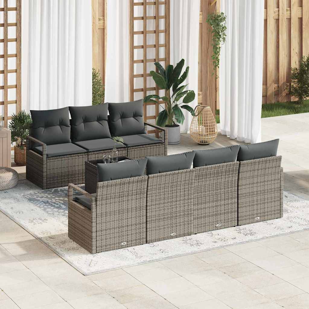 Garten-Sofa-Set mit Kissen 8 pcs Grau 55 x 55 x 37 cm
