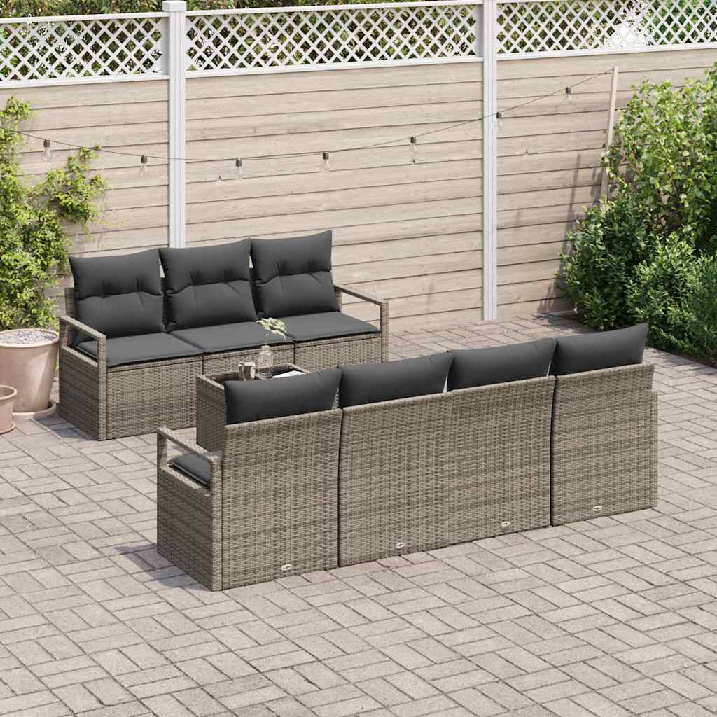 Garten-Sofa-Set mit Kissen 8 pcs Grau 55 x 55 x 37 cm