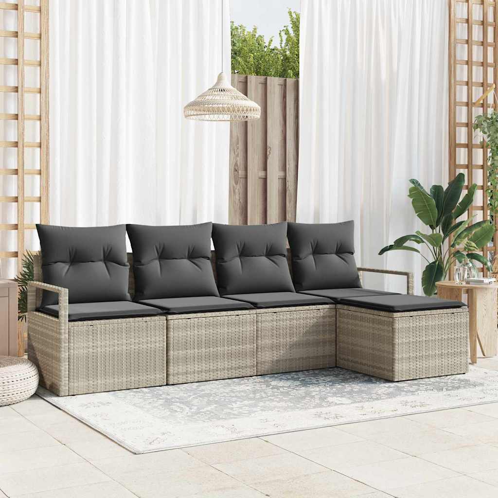 Garten-Sofa-Set mit Kissen mit Speicher 5 pcs Hellgrau