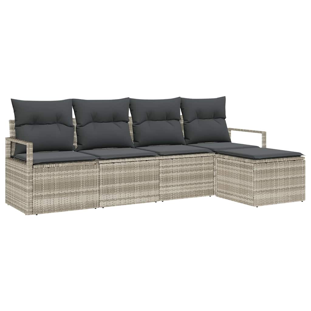 Garten-Sofa-Set mit Kissen mit Speicher 5 pcs Hellgrau