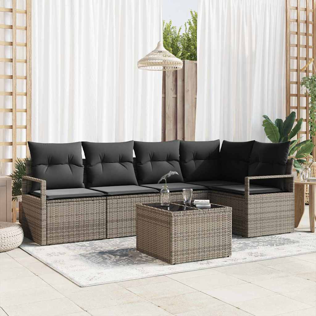 Garten-Sofa-Set mit Kissen mit Speicher 6 pcs Hellgrau