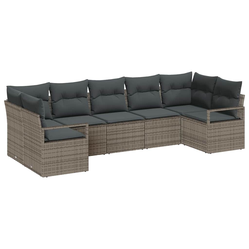 Garten-Sofa-Set mit Kissen mit Speicher 7 pcs Grau