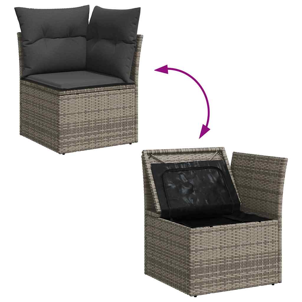 Garten-Sofa-Set mit Kissen mit Speicher 7 pcs Grau