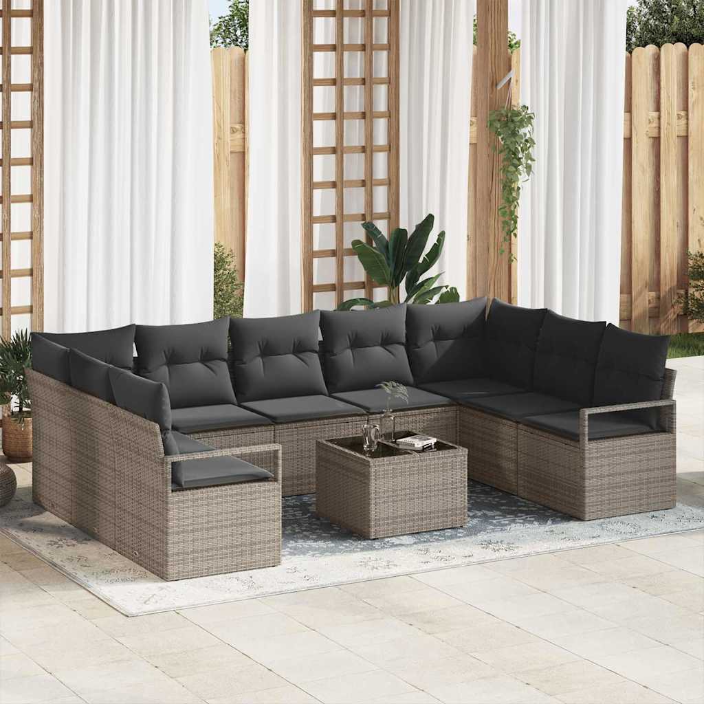 Garten-Sofa-Set mit Kissen mit Speicher 10 pcs Hellgrau