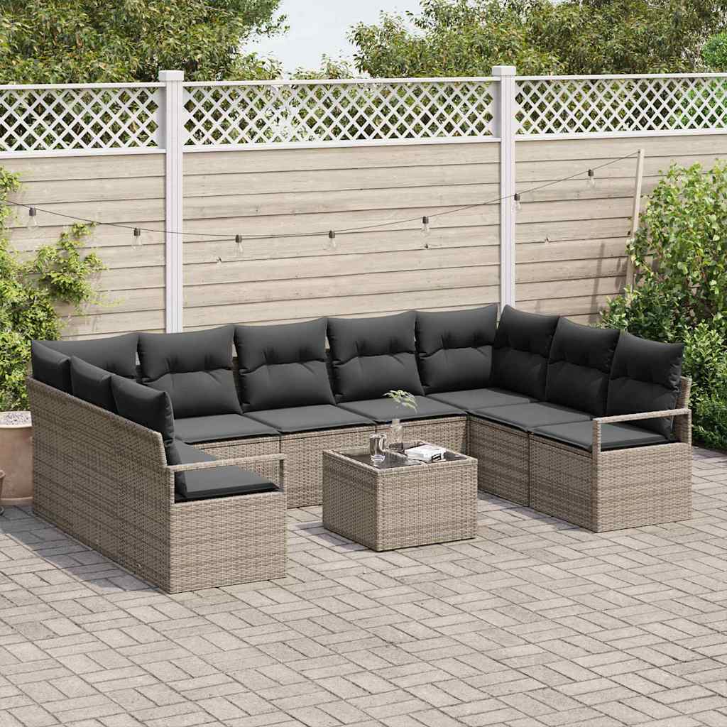 Garten-Sofa-Set mit Kissen mit Speicher 10 pcs Hellgrau