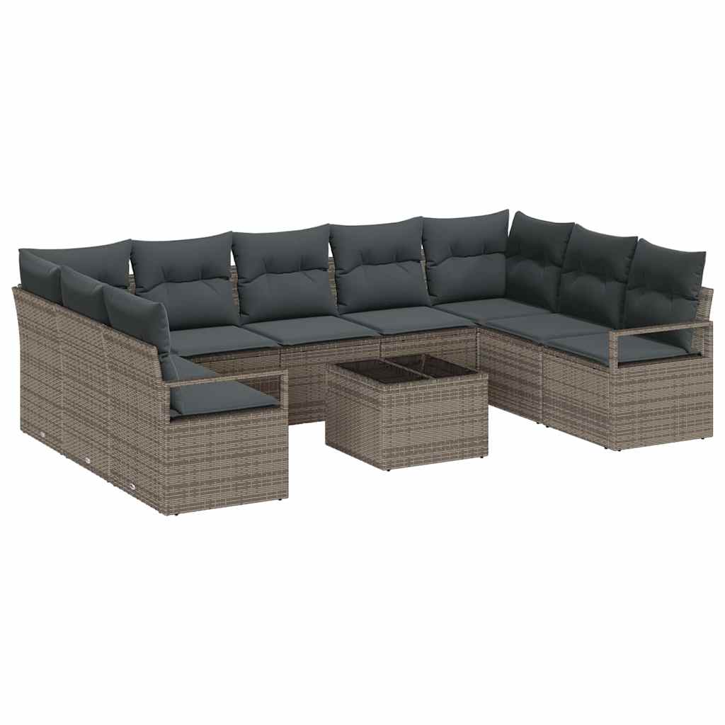 Garten-Sofa-Set mit Kissen mit Speicher 10 pcs Hellgrau