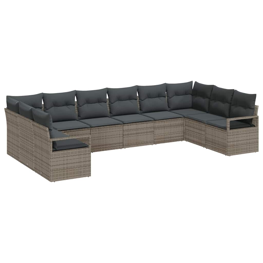 Garten-Sofa-Set mit Kissen mit Speicher 10 pcs Grau