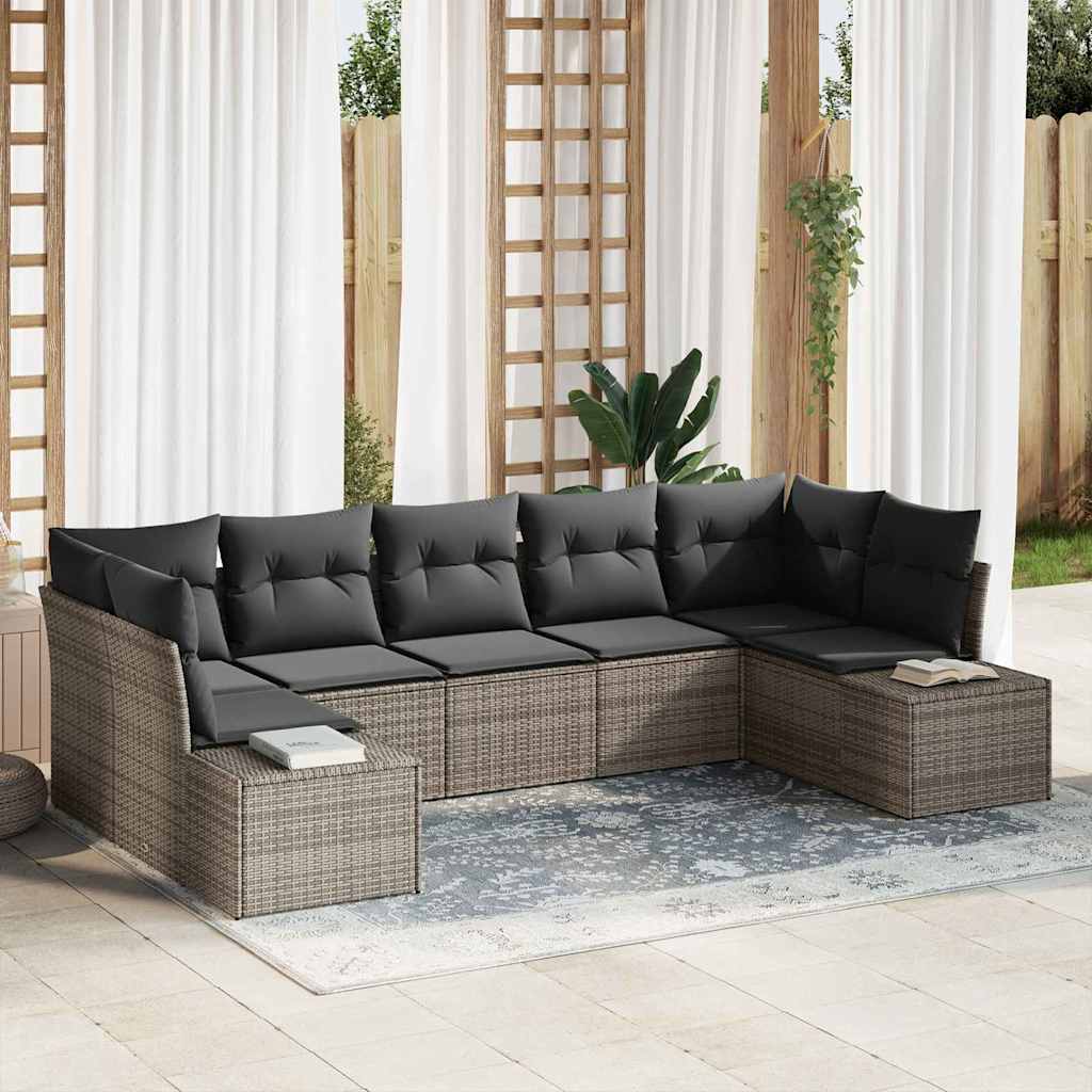 Garten-Sofa-Set 7 pcs Grau 289 x 154 x 85 cm Poly Rattan