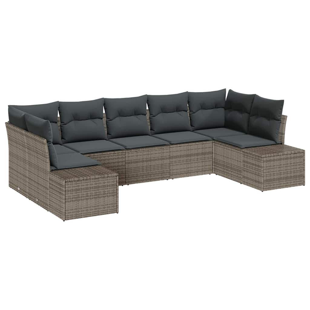 Garten-Sofa-Set 7 pcs Grau 289 x 154 x 85 cm Poly Rattan