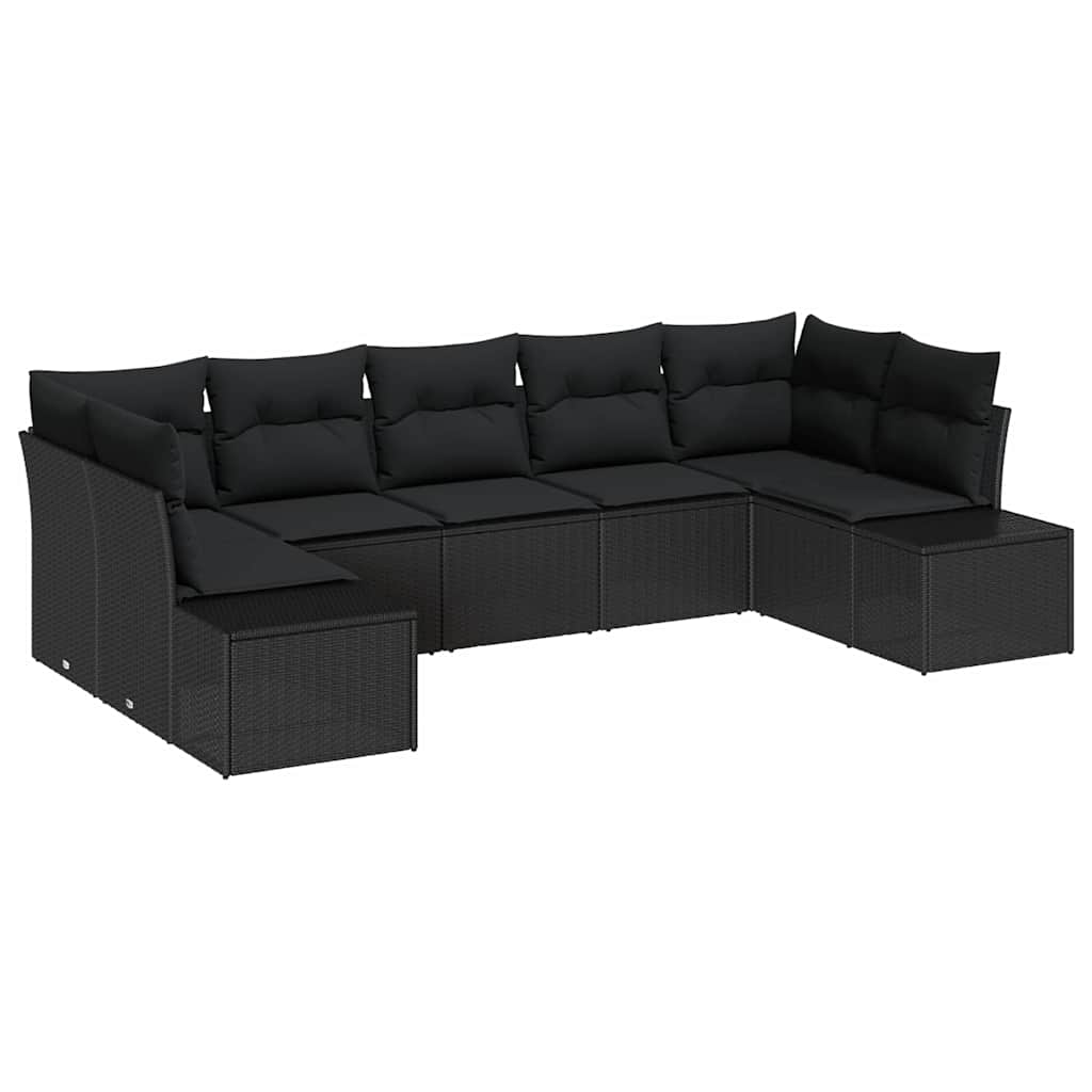 Garten-Sofa-Set 7 pcs Schwarz 289 x 154 x 85 cm Poly Rattan