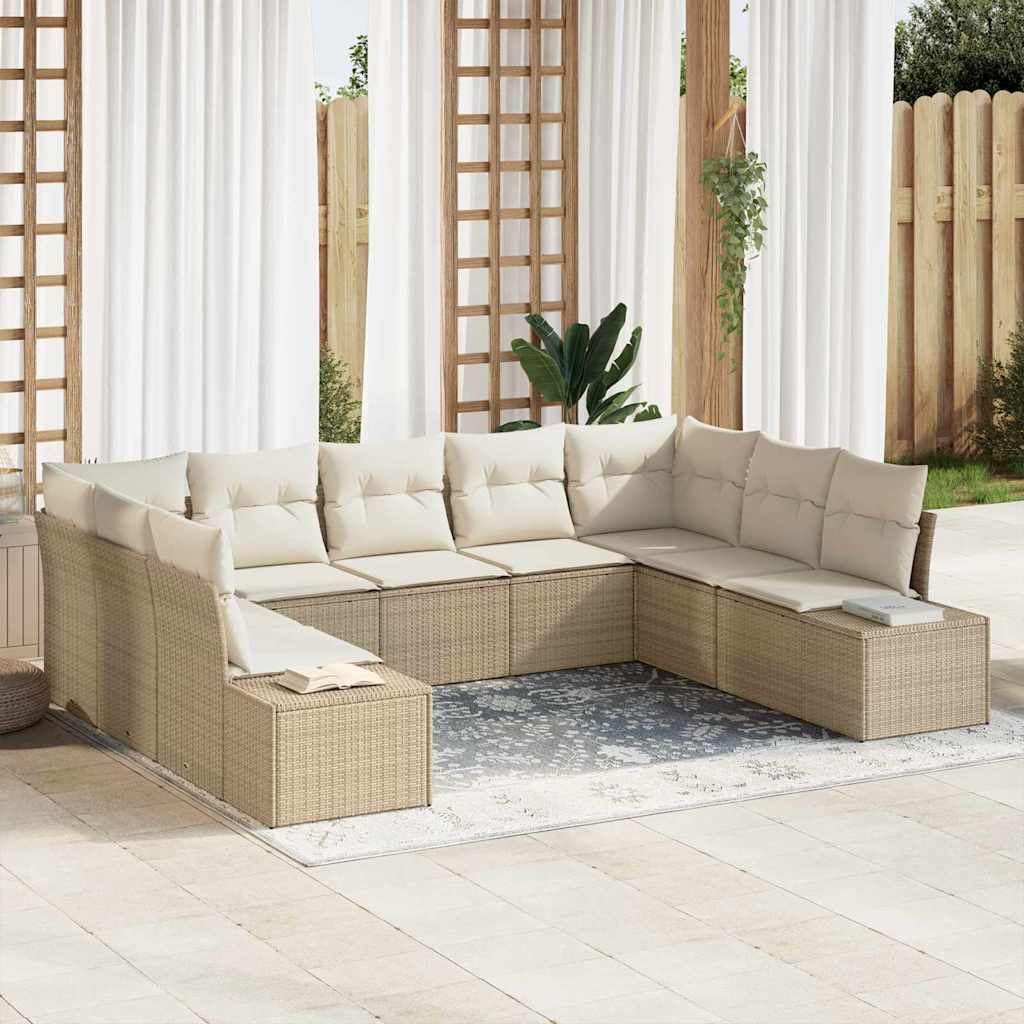 Garten-Sofa-Set 9 pcs Beige und Creme 289 x 209 x 85 cm