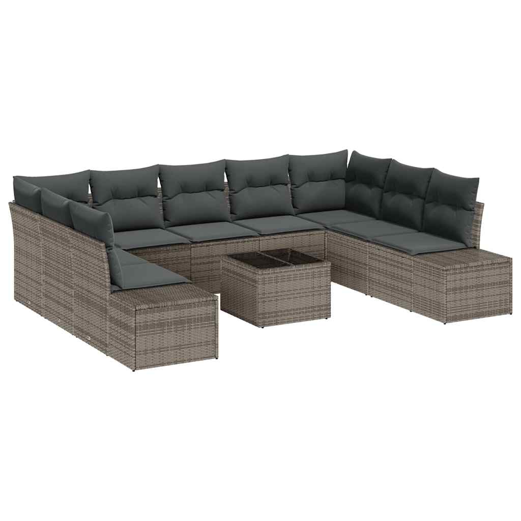 Garten-Sofa-Set 10 pcs Grau 289 x 209 x 85 cm Poly Rattan