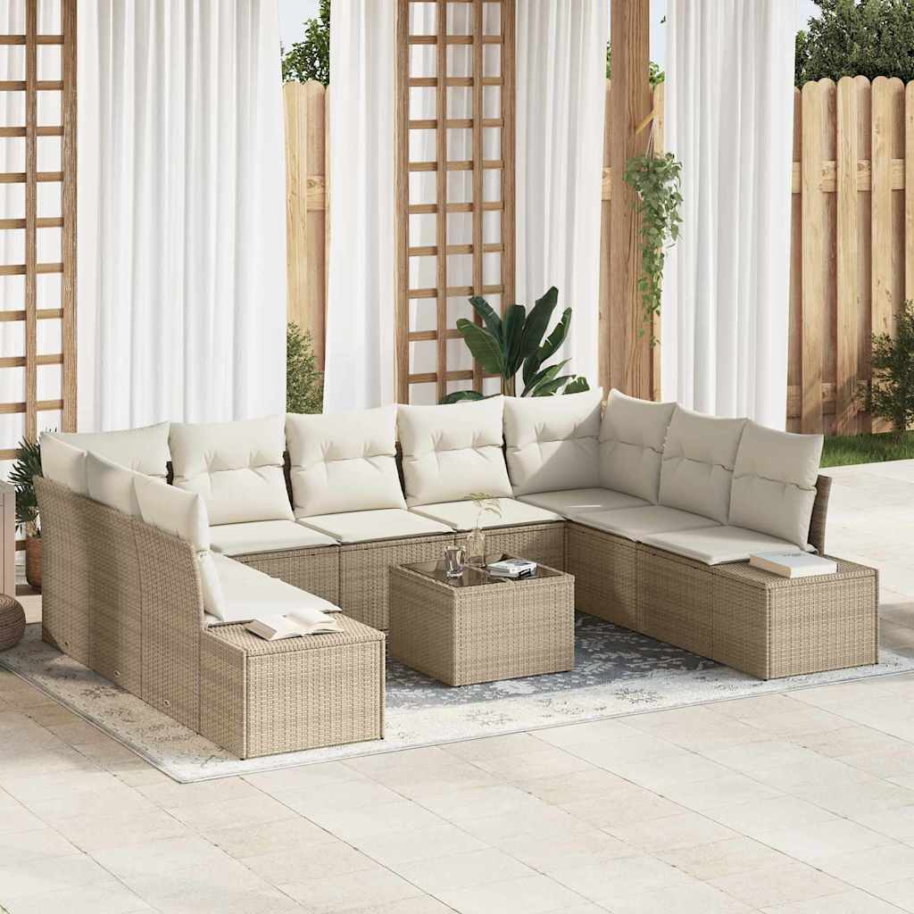 Garten-Sofa-Set 10 pcs Beige und Creme 289 x 209 x 85 cm