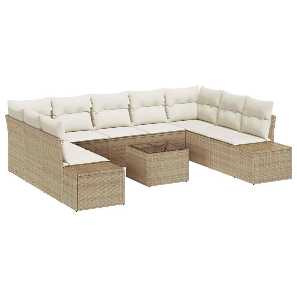 Garten-Sofa-Set 10 pcs Beige und Creme 289 x 209 x 85 cm