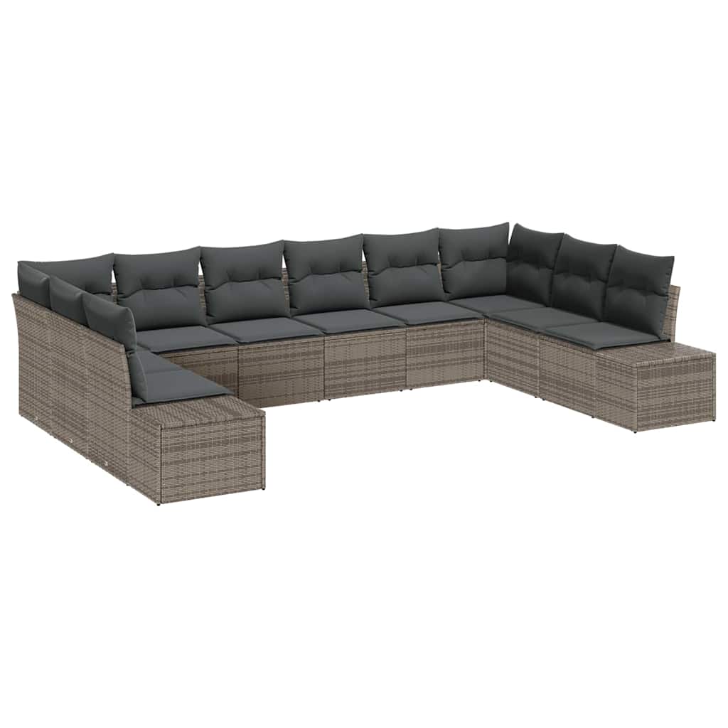 Garten-Sofa-Set 10 pcs Grau 344 x 209 x 85 cm Poly Rattan