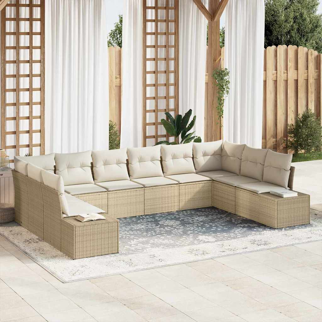 Garten-Sofa-Set 10 pcs Beige und Creme 344 x 209 x 85 cm