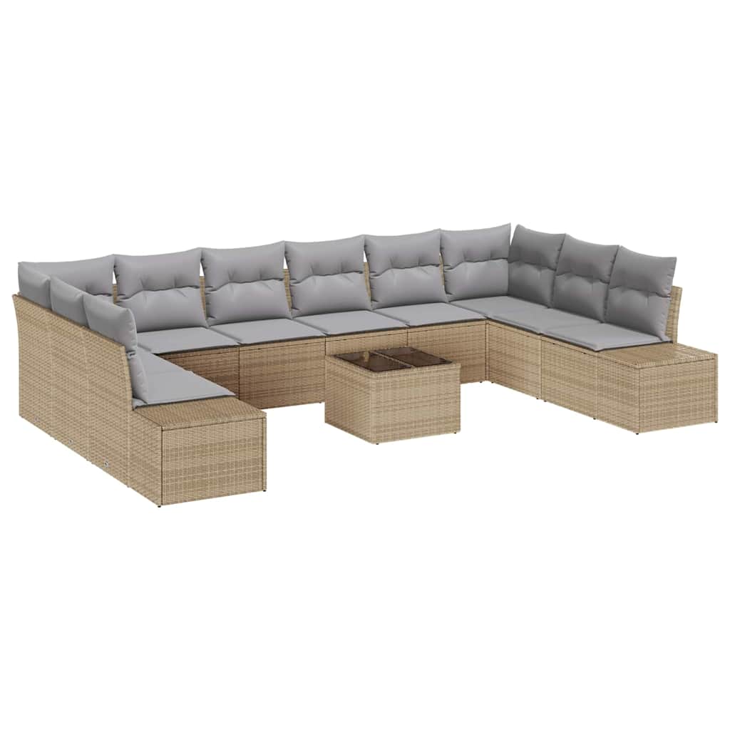 Garten-Sofa-Set 11 pcs Beige und Hellgrau 344 x 209 x 85 cm