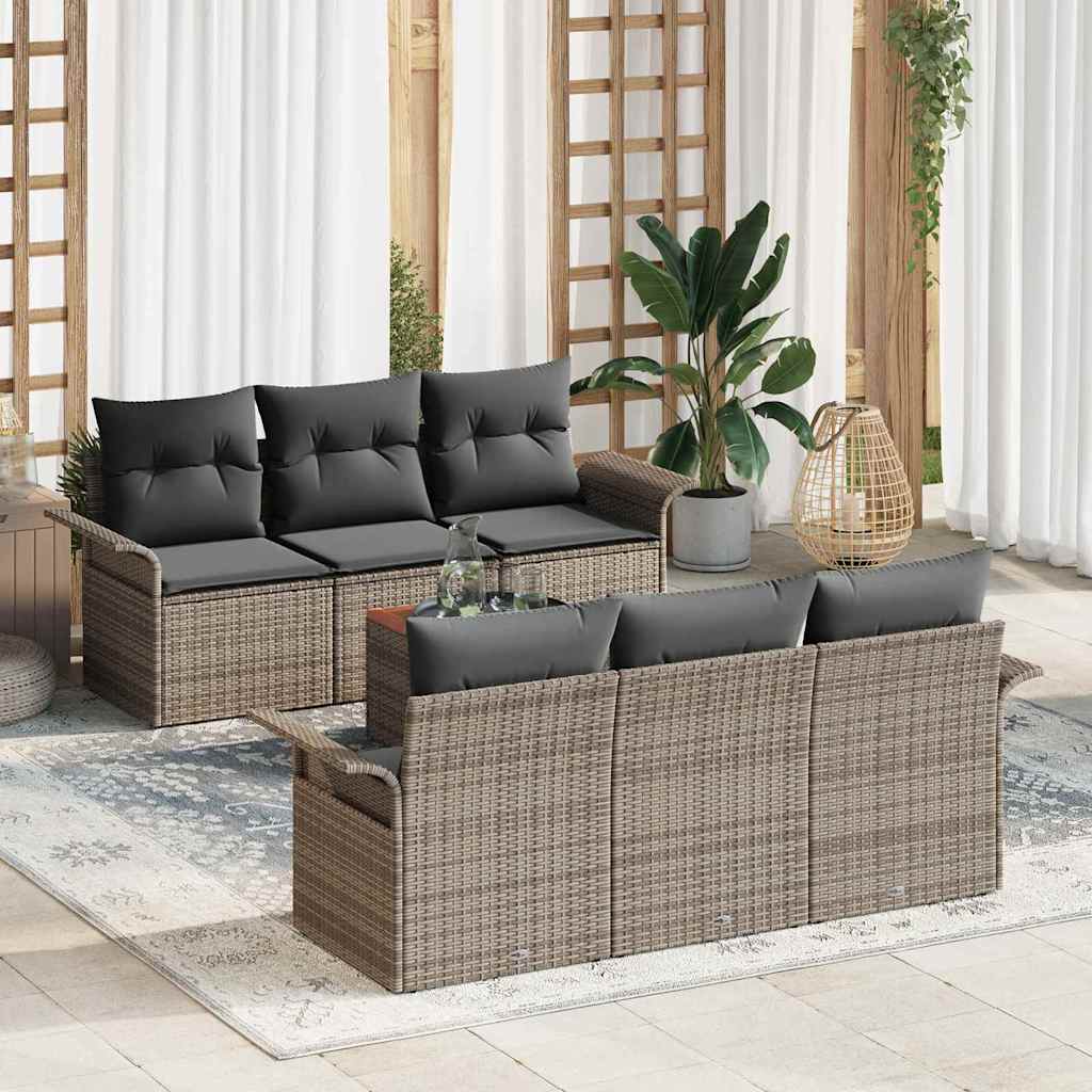 Garten-Sofa-Set mit Kissen Manuell 7 pcs Grau 55 x 55 x 37 cm