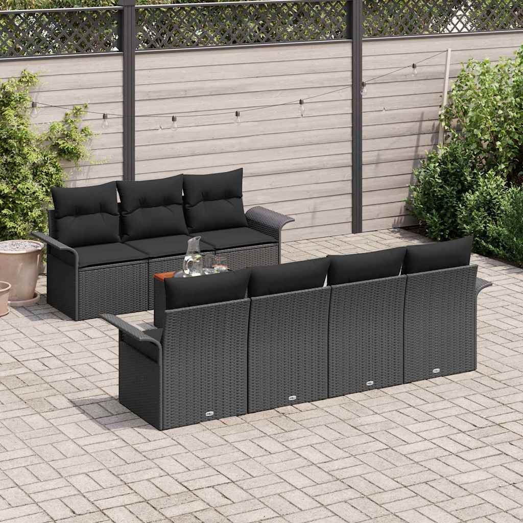 Garten-Sofa-Set mit Kissen 8 pcs Schwarz 55 x 55 x 37 cm