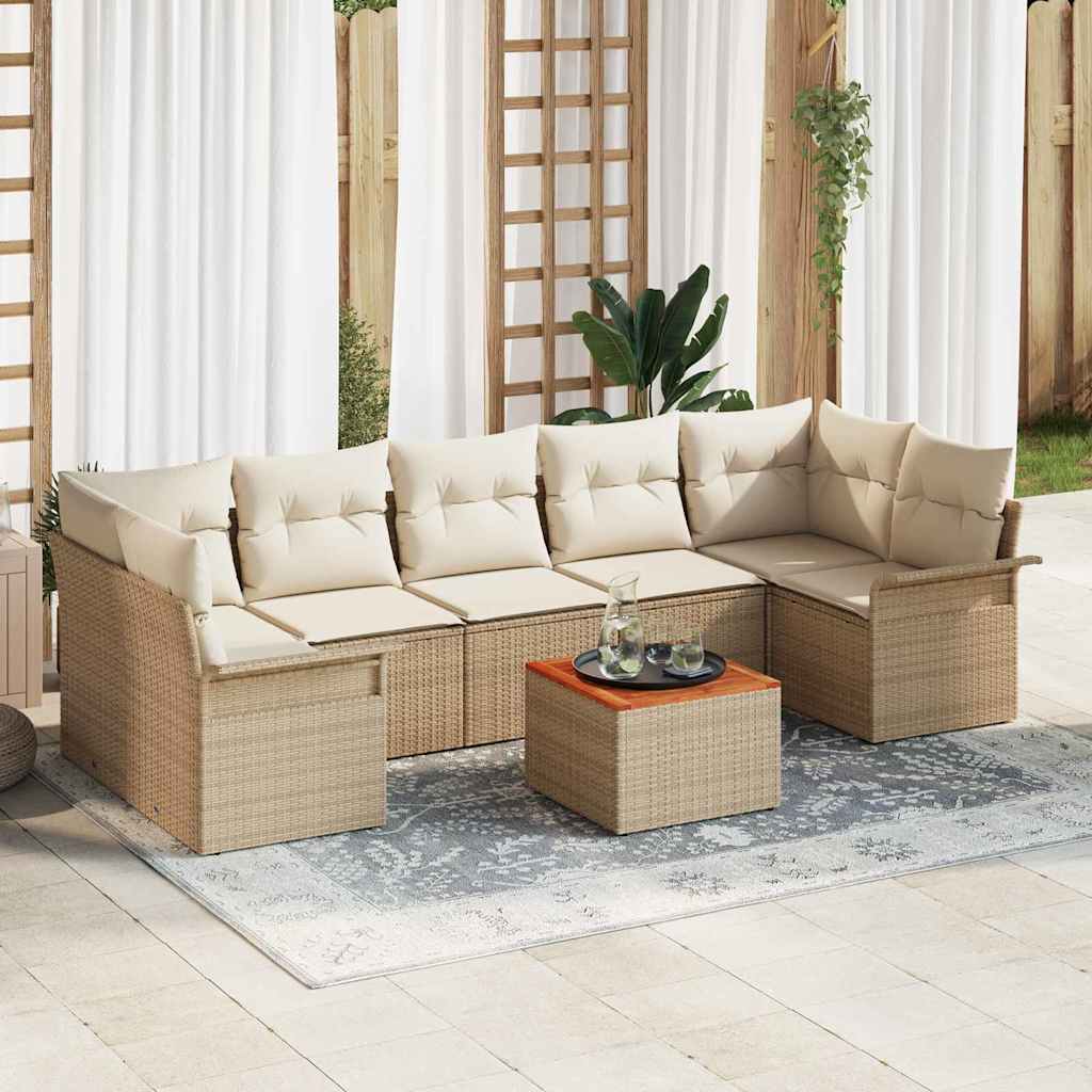Garten-Sofa-Set mit Kissen 8 pcs Beige, Creme 55 x 55 x 37 cm