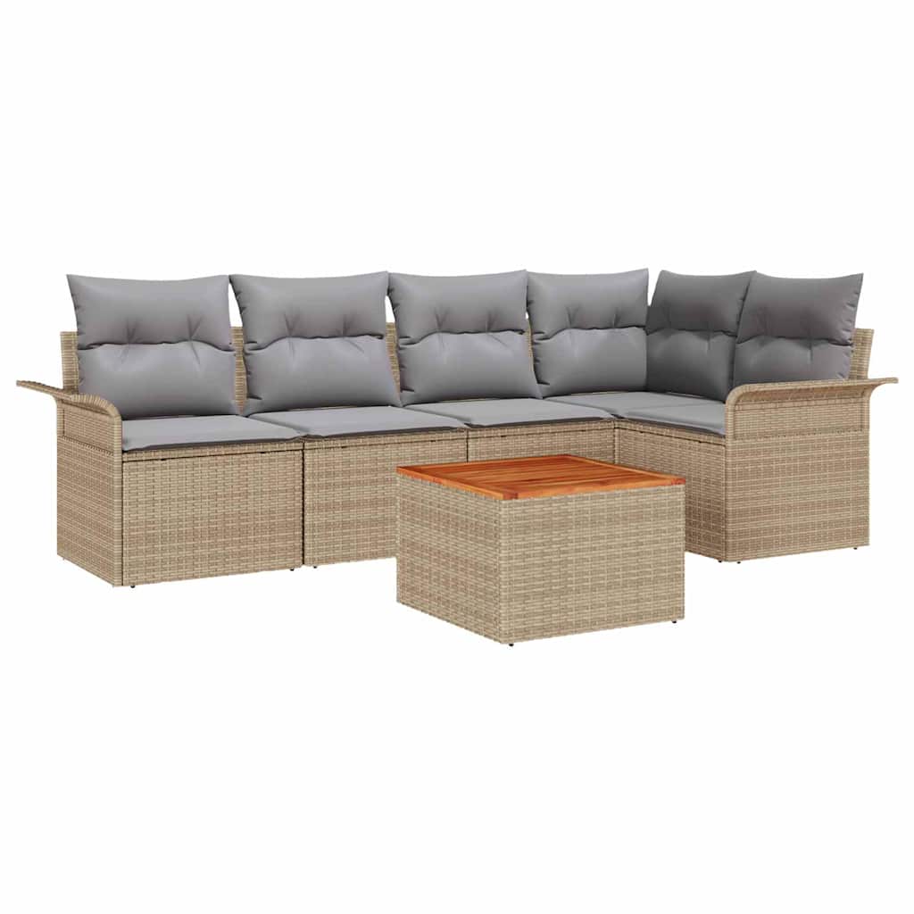 Garten-Sofa-Set 6 pcs Beige, Hellgrau 55 x 55 x 37 cm