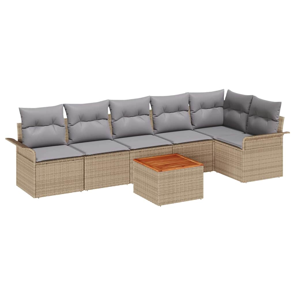 Garten-Sofa-Set 7 pcs Beige, Hellgrau 55 x 55 x 37 cm